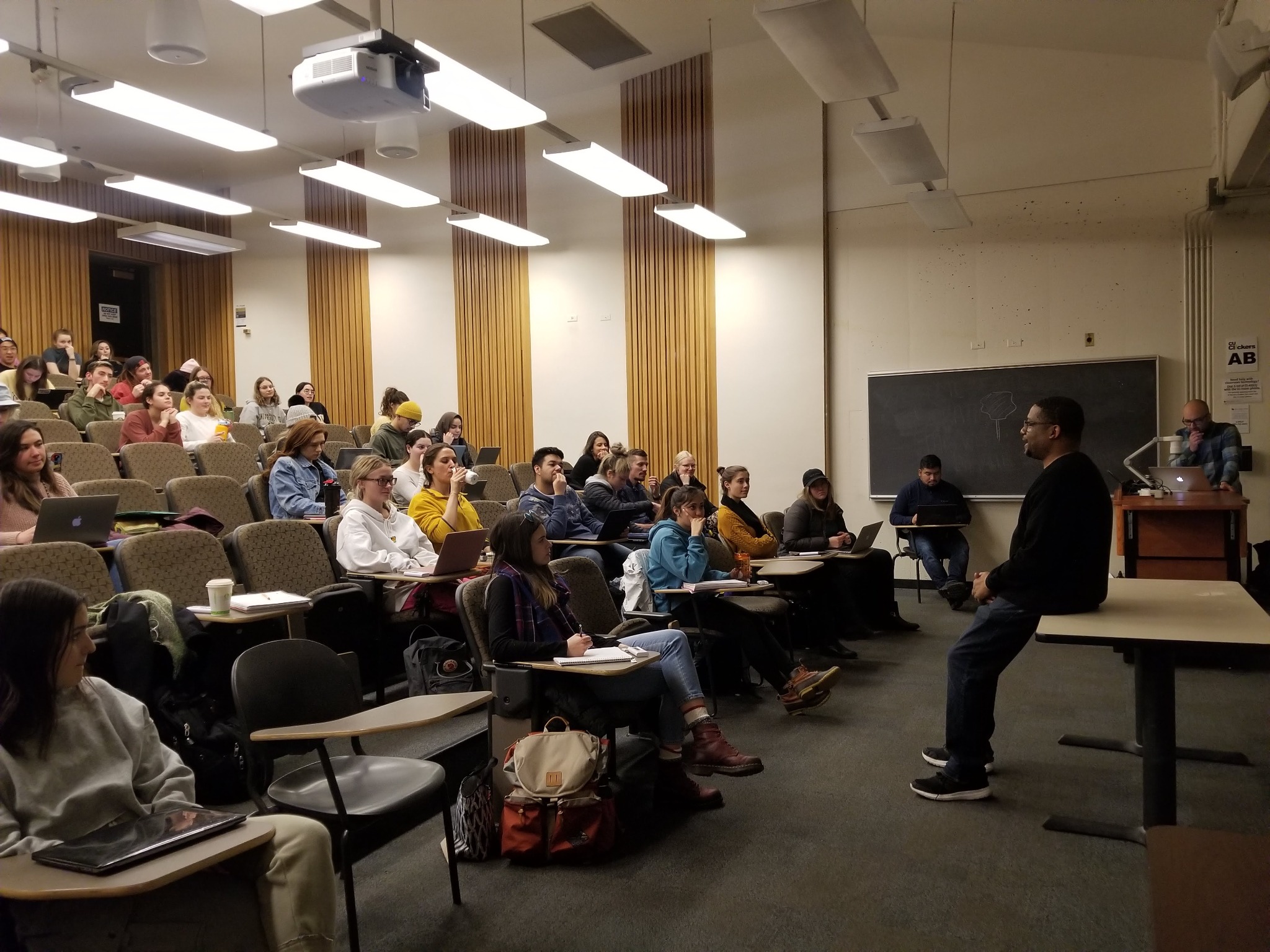 Jonathan McMillan addressing students in a classroom